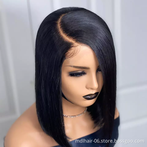 Wholesale Short Bob Wig Brazilian Virgin Lace Front Human Hair Bob Wigs Transparent Lace Frontal Bob Wigs for Black Women